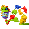Lean Toys Homokos vödör készlet zuhany öntözőkannával és formákkal, dinoszauruszok készlettel