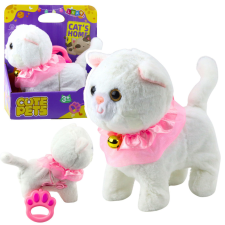 Lean Toys Interaktív cica pórázon Rózsaszín fodros Tinkerbell nyávog plüssfigura