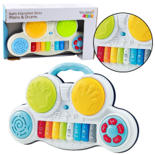 Lean Toys Interaktív oktatási zongora dobokkal, színes állati hangokkal készségfejlesztő