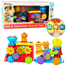 Lean Toys Interaktív zenés vonat kisgyermekeknek Teddy Bear Gears színes készségfejlesztő