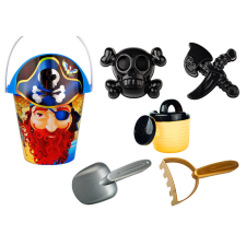 Lean Toys Kalóz homokkészlet, vödör, öntözőkanna, szűrő, 6 darabos készlet. homokozójáték