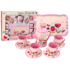 Lean Toys Kávés teakészlet Csésze Vízforraló Tálca Pink Cafe 12 db. konyhakészlet