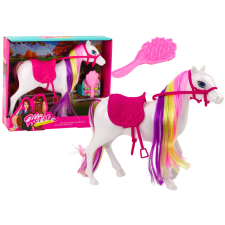 Lean Toys Ló figura fehér ló ápoló nyereg istálló farm Aranyos ló játékfigura