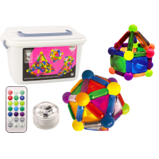 Lean Toys Mágneses blokkok fénnyel 154 elemből álló dobozban barkácsolás, építés