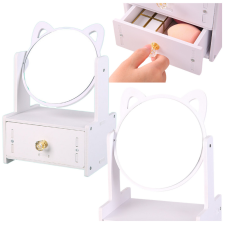 Lean Toys Mini fésülködőasztal smink tükör fiókos fülek fa fehér szépségszalon