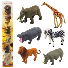 Lean Toys Minifigurák készlet Vadállatok Zsiráf Zebra Oroszlán 6-8cm 6db játékfigura