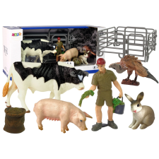 Lean Toys Nagy haszonállat figura készlet + Farmer és tanya 10 darabos játékfigura