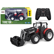 Lean Toys Piros távirányítós traktor 2.4G mozgó vödör 1:24 autópálya és játékautó