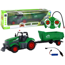 Lean Toys R/C traktor pótkocsival 1:24 Zölden világít autópálya és játékautó