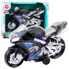 Lean Toys Racing Bike Racer meghajtó lámpák Fekete kék hangok autópálya és játékautó