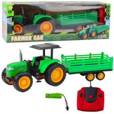 Lean Toys RC Green távirányítós mezőgazdasági traktor pótkocsival távirányítós modell