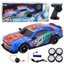 Lean Toys RC sportautó megvilágított drift karosszériával, kék távirányítós modell