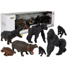 Lean Toys Szafari állatok vízilovak gorillák figurakészlet játékfigura
