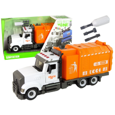 Lean Toys Szemeteskocsi kicsavaráshoz és csavaráshoz, narancssárga autópálya és játékautó