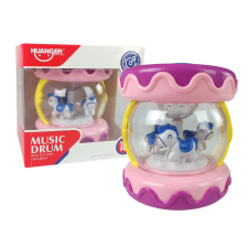 Lean Toys Színes dob egy vidám állat hangja rózsaszín készségfejlesztő