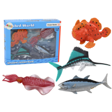 Lean Toys Tengeri állatok, óceáni halak, tintahalak figurakészlet 4 darab játékfigura