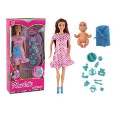 Lean Toys Terhes anyuka Baby Doll rózsaszín ruha kiegészítők baba