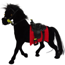 leantoys Bársonyfigura Fekete Ló Piros Nyereggel 13379 (13379) játékfigura