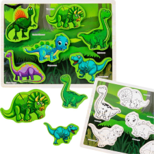 leantoys Fa Kirakós Dinoszauruszok Puzzle Alakú Tábla 12El 22027 (22027) puzzle, kirakós