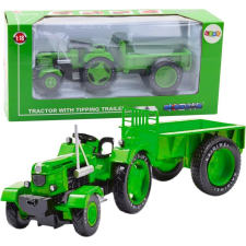 leantoys Fém Mezőgazdasági Traktor Pótkocsival Zöld 1_18 (24733) autópálya és játékautó