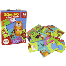 leantoys Logikai Játék Kétoldalas Domino Animals Puzzle 10x5cm 28 db 16515 (16515) készségfejlesztő