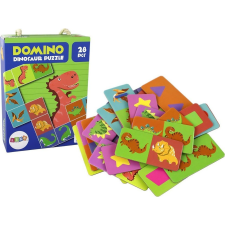 leantoys Logikai Játék Kétoldalas Puzzle Dominó Dinoszauruszok 10x5cm 28 db 16516 (16516) készségfejlesztő