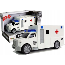 leantoys Mentőautó - Lendkerekes Meghajtással, 1:20, Hanggal, Fehér (6698) autópálya és játékautó