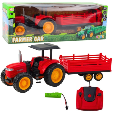 leantoys Mezőgazdasági Traktor Pótkocsival Távirányítású Rc Red (22934) autópálya és játékautó