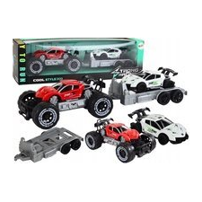 leantoys Piros Terepjáró Autó Vontató Teherautó Sportjármű Készlet 17490 (17490) autópálya és játékautó