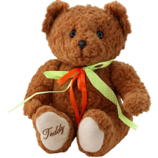 leantoys Plüss Játék Maci Zöld-Piros Masni Barna 30cm- 22370 (22370) plüssfigura