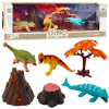 leantoys Realisztikus Dinoszauruszok Vulkán Fa Figurák Készlet 6db 24389 (24389)