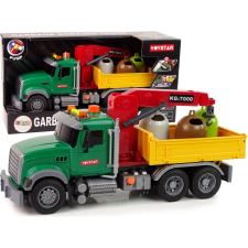 leantoys Szemét Szállító Teherautó - Daruval, Hanghatásokkal (12966) autópálya és játékautó