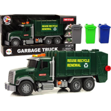 leantoys Szemétszállító Teherautó Kukák Sötétzöld (9525) autópálya és játékautó