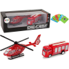 leantoys Tűzoltó Autó és Helikopter Készlet - Piros (12251)