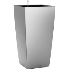 Lechuza Cubico Premium oszlopkaspó 50 cm x 50 cm ezüst metál kerti dekoráció