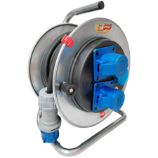 Lectra Technik Kft. Kültéri kábeldob 25 méteres kábellel, 3 dugalj ezüst/fekete (BAT) villanyszerelés