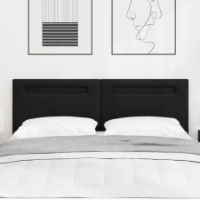  LED ágytámla Fekete 160 cm Műbőr ágy és ágykellék