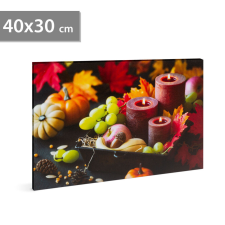  LED-es fali hangulatkép - gyertyák - 2 x AA, 40 x 30 cm grafika, keretezett kép