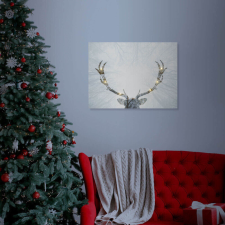 LED-es fali hangulatkép - rénszarvasos (40 × 30 cm) grafika, keretezett kép
