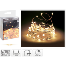  LED-es fényfüzér 100 melegfehér LED-del ezüstszínű dróton beltérre elemes karácsonyfa izzósor