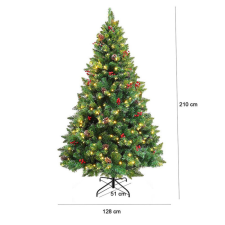LED-es műfenyő melegfehér-320 LED-es, 210 cm műfenyő