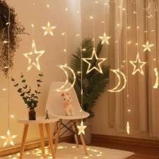 LED holdfüggöny fények csillag 2.5m 138 meleg nélkül karácsonyi dekoráció
