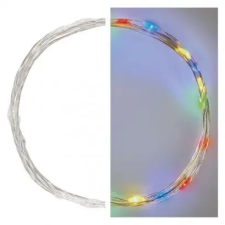  LED karácsonyi nano fényfüzér, 1,9 m, 2x AA, beltéri, többszínű, időzítő karácsonyfa izzósor