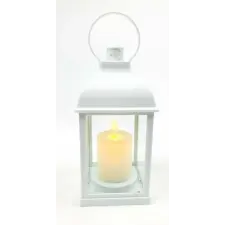  LED lámpás mozgó gyertyalánggal 20 cm magas - Fehér dekorációs kellék