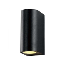 LED lámpatest , 2 x GU10 , oldalfali , kerek , 2 irányú , fekete , kültéri , IP44 kültéri világítás