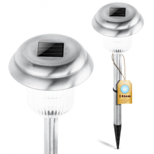 LED SOLAR kerti lámpa, króm, 6000K, hideg fehér, 41cm kültéri világítás
