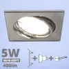  LED szpot szett: króm bill. keret, négyzet + 5 Wattos, hideg fehér GU10 LED lámpa + GU10 csatlakozó (kettesével rendelhető)