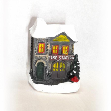  Ledes házikó - tűzoltóság. Mérete: 70x85x55 mm dekorációs kellék