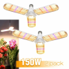 LEDLAMP 150W Növény lámpa 2 darabos szett, Üvegház világítás NAPFÉNY jellegű fénnyel Virág nevelő 414 LED fény UV és IR leddel E27 foglalattal