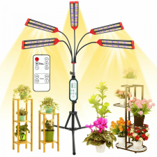 LEDLAMP 200W növénylámpa flexibilis 10 fejű tripod állvánnyal üvegház világítás napfény jellegű fénnyel állólámpa 5x40W kültéri világítás